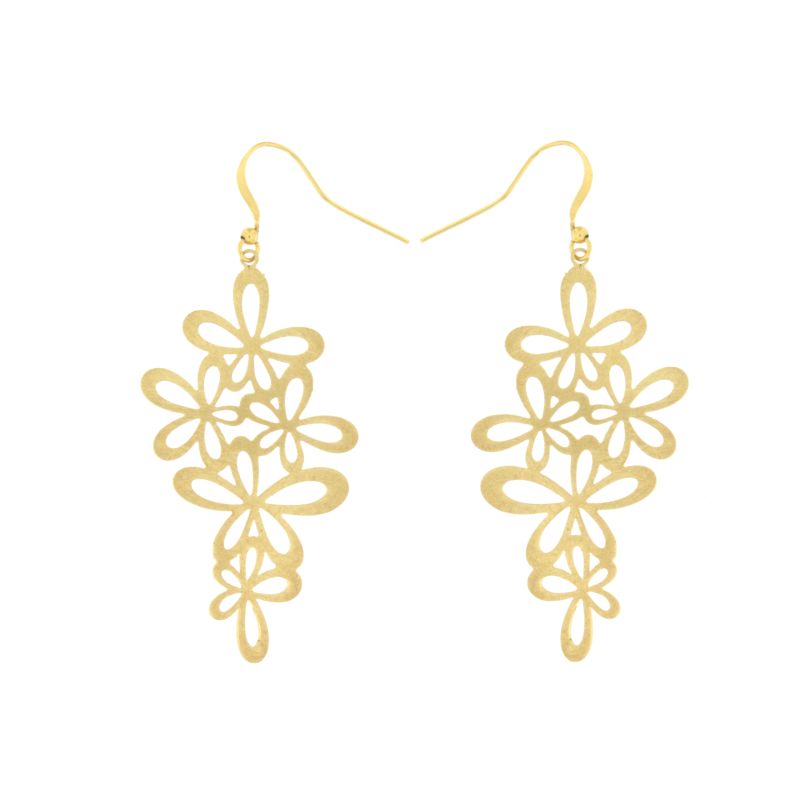 ORECCHINI OTTONE FIORI PENDENTI JU1073O