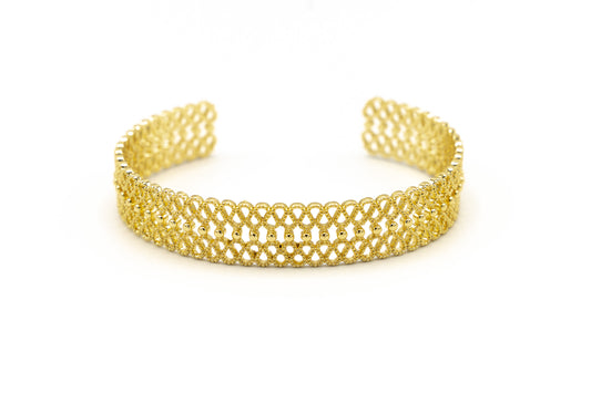 BRACCIALE OTTONE RICAMO TONDINI CENTRALI JU1405