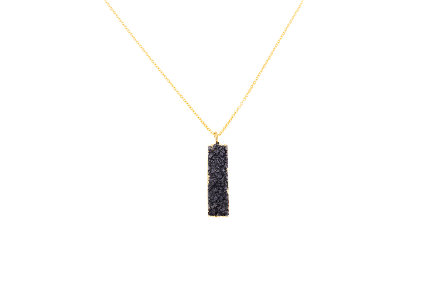 COLLANA CATENA CORTA OTTONE RETTANGOLO AGATA COLORATA NERA MO63N