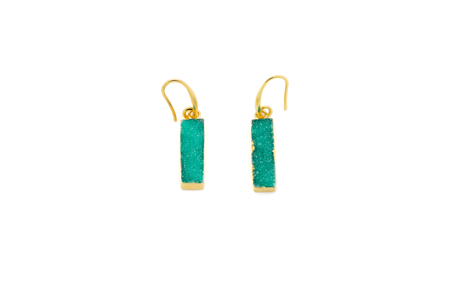 ORECCHINI OTTONE RETTANGOLO AGATA COLORATA VERDE MO64V