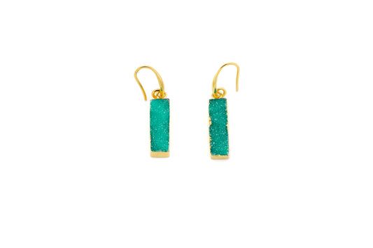 ORECCHINI OTTONE RETTANGOLO AGATA COLORATA VERDE MO64V