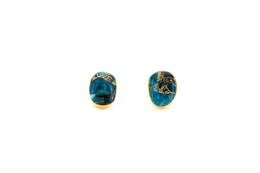 ORECCHINI OTTONE OVALE APATITE TURCHESE MO86