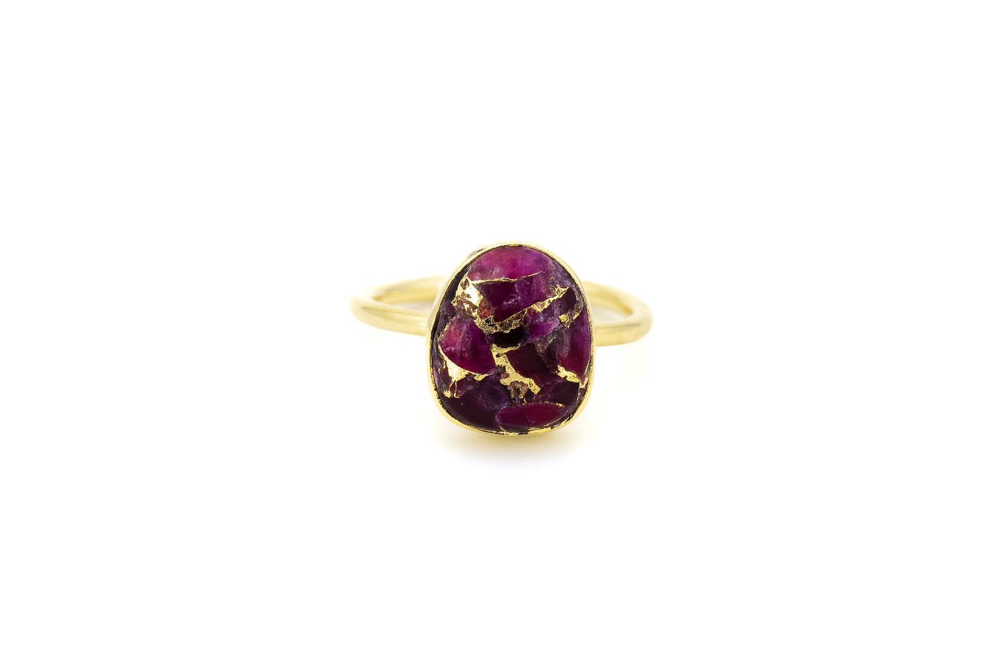 ANELLO OTTONE PIETRA OVALE APATITE RUBINO MO89