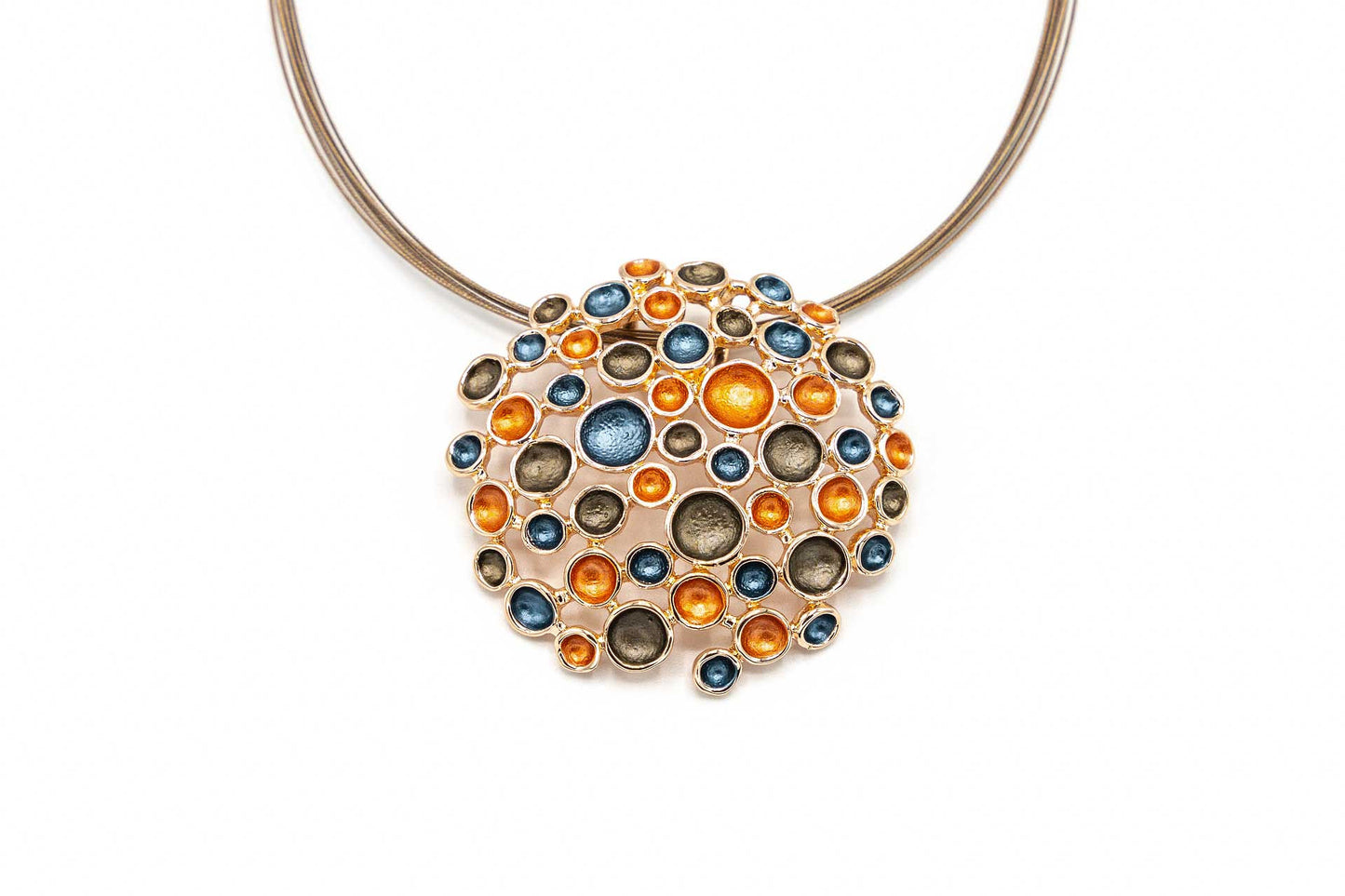 COLLANA FILI ACCIAIO MET.ZAMA BAGNO ORO ROSA MULTI TONDI MARR.ARANCIO BL QE1552A