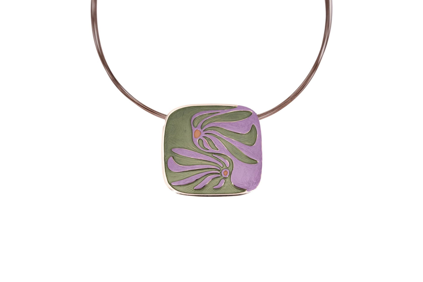 COLLANA FILI ACCIAIO CORTA ZAMA QUADRO FIORI STILIZZATI QE3629