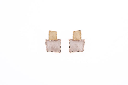 ORECCHINI ZAMA DUE QUADRI IRREGOLARI SOVRAPPOSTI QE3675