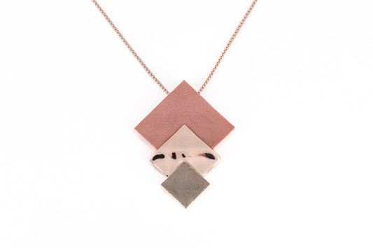 COLLANA CATENA LUNGA ZAMA TRE ROMBI SOVRAPPOSTI QE3756