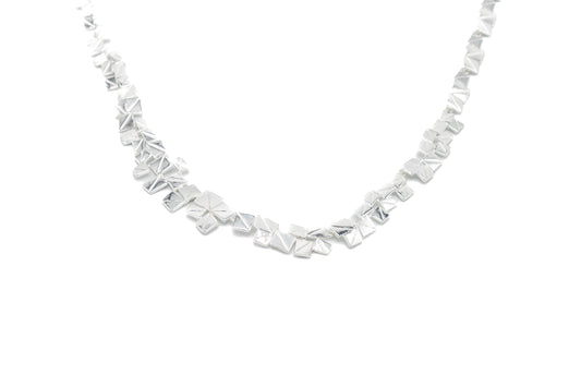 GIROCOLLO METALLO ZAMA BAGNO IN ARGENTO LUCIDO MULTI QUADRETTI QJ01R1