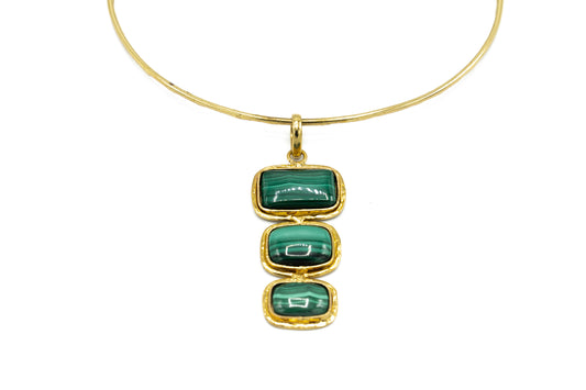 CHOKER OTTONE TRE PIETRE MALACHITE SH297