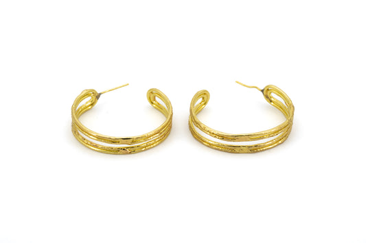 ORECCHINI OTTONE CERCHIO RIGATO APERTURA CENTRALE SH476