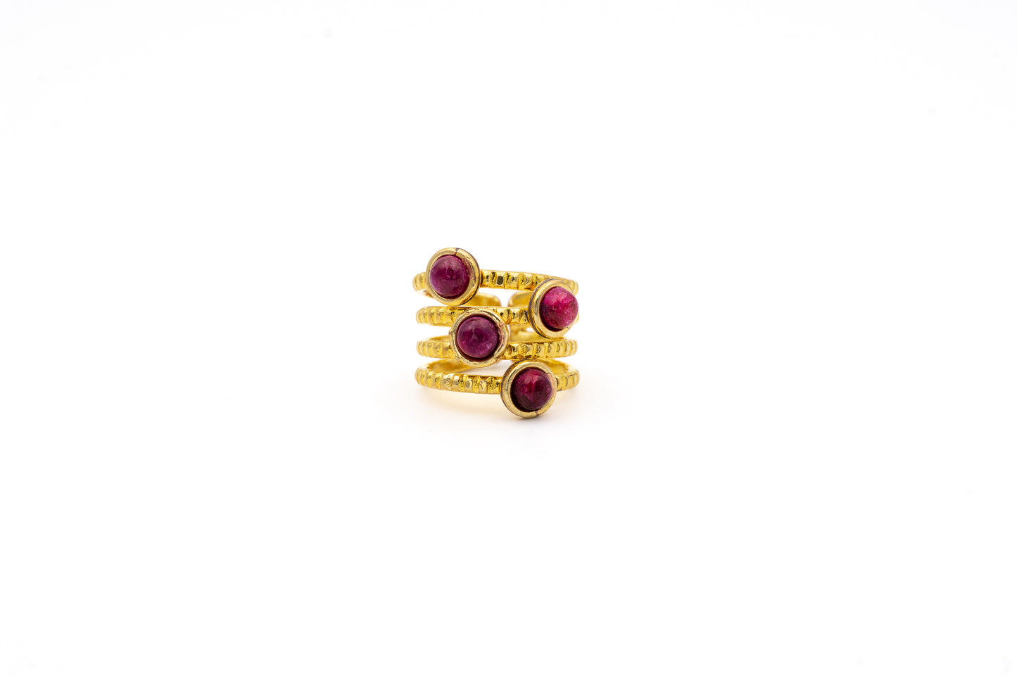 ANELLO OTTONE FASCIA QUATTRO PIETRE RUBINO SH513