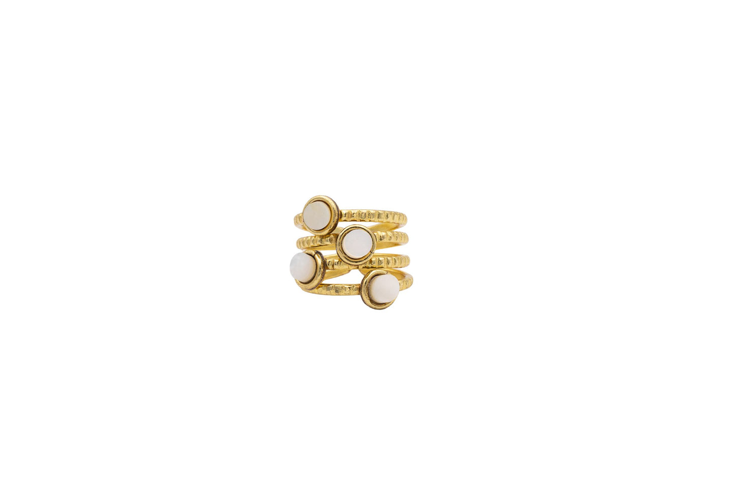 ANELLO OTTONE FASCIA QUATTRO PIETRE MADREPERLA SH516