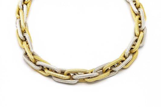 GIROCOLLO CATENA ALLUMINIO ARGENTATA DORATA SATINATA MAGLIA INTRECCIATA WA625