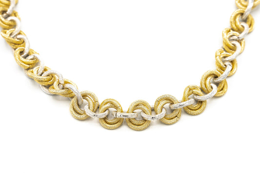 GIROCOLLO CATENA ANELLINI INTRECCIO ALLUMINIO SATINATI ORO E ARG. WA653