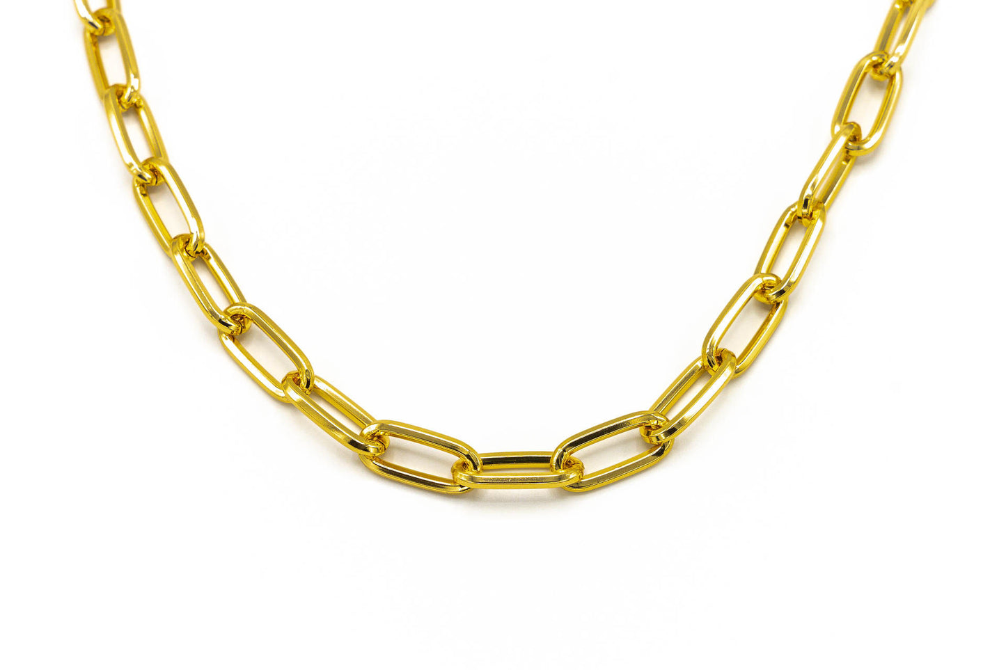 COLLANA LUNGA 90CM CATENA ALLUMINIO DORATA MAGLIA OVALE STRETTA WA663O