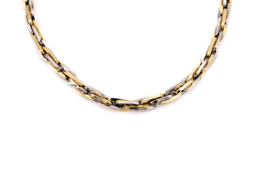 COLLANA CORTA ALLUMINIO CATENA BICOLOR INTRECCIATA LUCIDA WA833