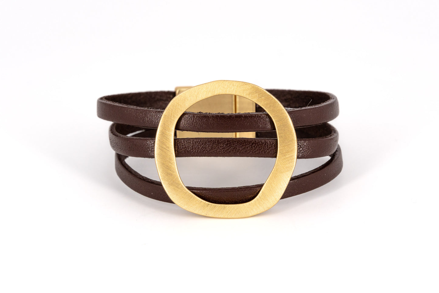 BRACCIALE TRE FILI CUOIO ANELLO ZAMA STILIZZATO CENTRALE XS370