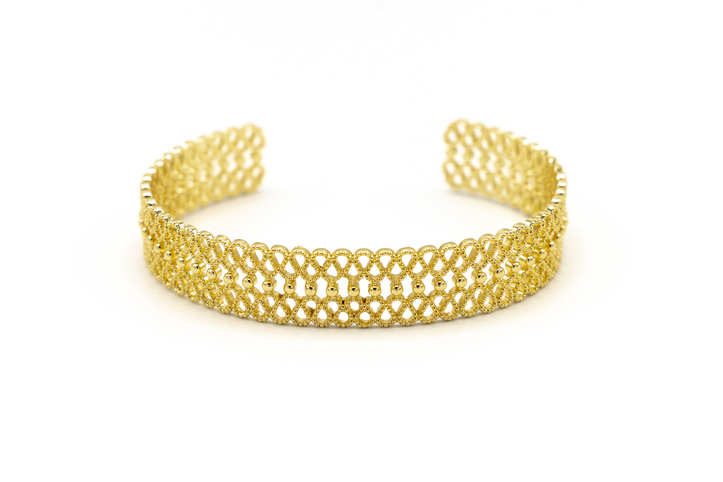 BRACCIALE OTTONE RICAMO TONDINI CENTRALI     JU1405