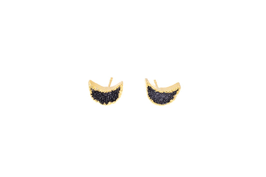 ORECCHINI OTTONE LUNA AGATA COLORATA NERA       MO126N