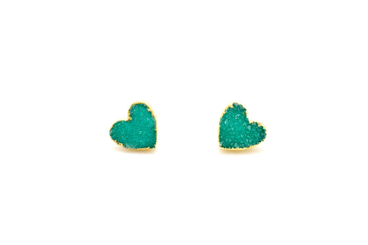 ORECCHINI OTTONE CUORE AGATA COLORATA VERDE       MO61V