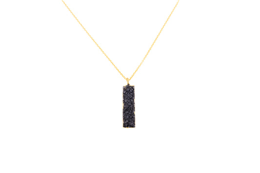 COLLANA CATENA CORTA OTTONE RETTANGOLO AGATA COLORATA NERA       MO63N