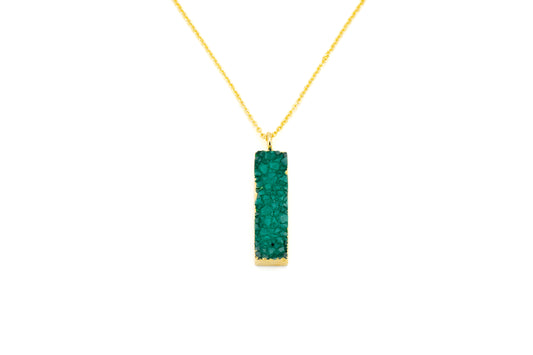 COLLANA CATENA CORTA OTTONE PIETRA RETT. AGATA COLORATA VERDE       MO63V
