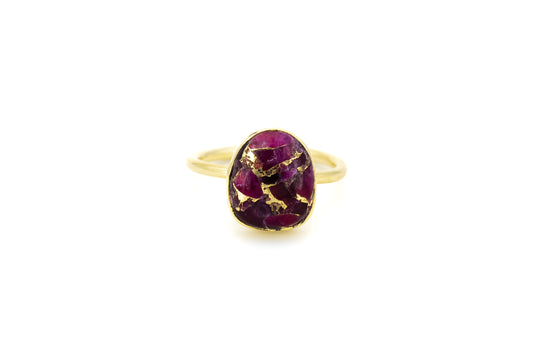 ANELLO OTTONE PIETRA OVALE APATITE RUBINO       MO89