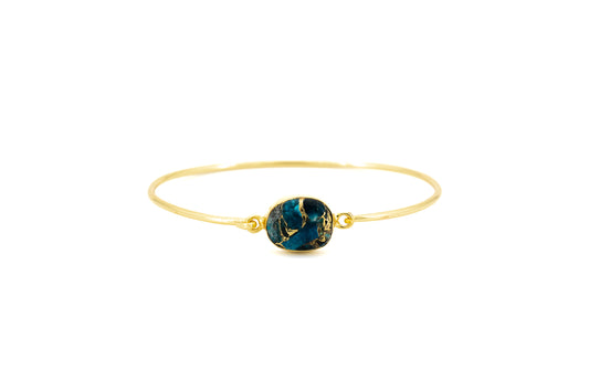 BRACCIALE OTTONE PIETRA OVALE APATITE TURCHESE       MO90