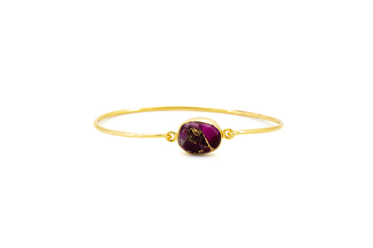BRACCIALE OTTONE PIETRA OVALE APATITE RUBINO       MO91