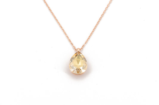 COLLANA CATENA CORTA ARGENTO 925 GOCCIA CRISTALLO CHAMPAGNE       QA03C