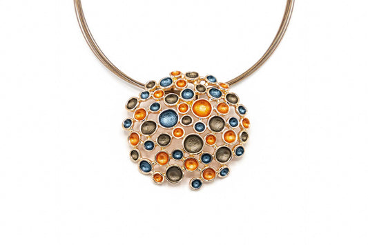 COLLANA FILI ACCIAIO MET.ZAMA BAGNO ORO ROSA MULTI TONDI MARR.ARANCIO BL     QE1552A