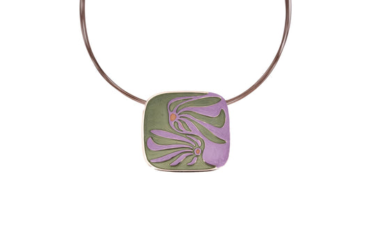 COLLANA FILI ACCIAIO CORTA ZAMA QUADRO FIORI STILIZZATI       QE3629
