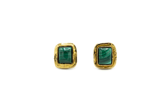 ORECCHINI OTTONE UNA PIETRA MALACHITE       SH298