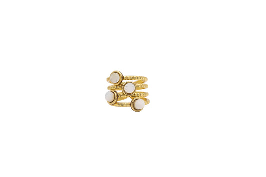 ANELLO OTTONE FASCIA QUATTRO PIETRE MADREPERLA       SH516