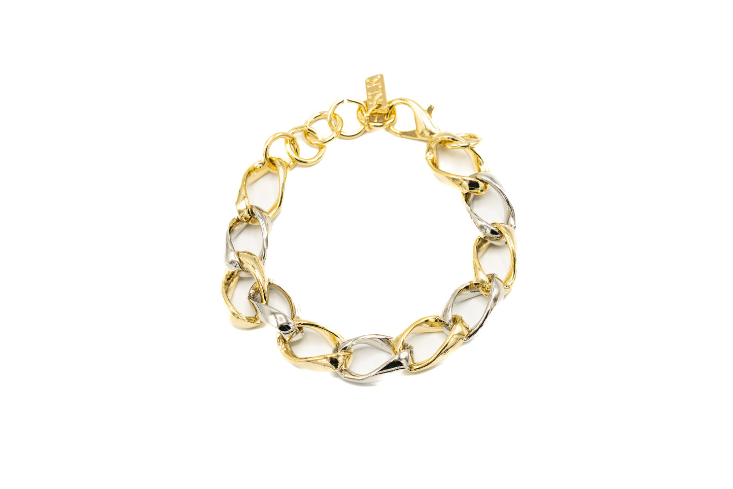 BRACCIALE CATENA OVALE MIX ALLUMINIO ARGENTATA E DORATA     WA744