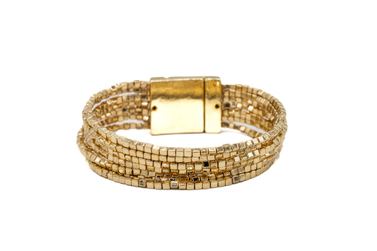 BRACCIALE MET ZAMA BAGNO IN ORO LUCIDO 7 FILI DADINO CHIUSURA CALAMITA       XS311O